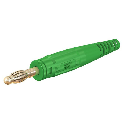 Staubli Green Male Banana Plug, 4 mm Connector, Screw Termination, 32A, 30 V, 60V dc, Nickel Plating