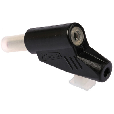 Radiall Black Male Banana Plug, 4 mm Connector, 30A, 750V ac, Nickel, Tin Plating