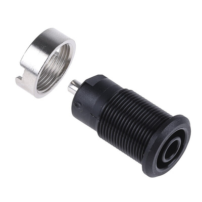 Staubli Black Female Banana Socket, 4 mm Connector, Solder Termination, 24A, 1000V, Nickel Plating