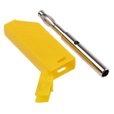 Hirschmann Test & Measurement Yellow Male Banana Plug, 4 mm Connector, Screw Termination, 24A, 60V dc, Nickel Plating