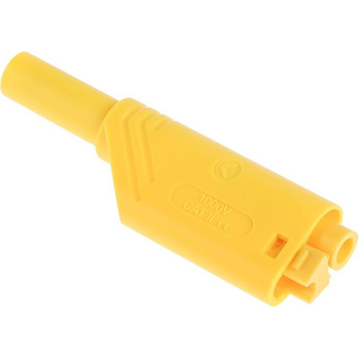 Hirschmann Test & Measurement Yellow Male Banana Plug, 4 mm Connector, Screw Termination, Nickel Plating