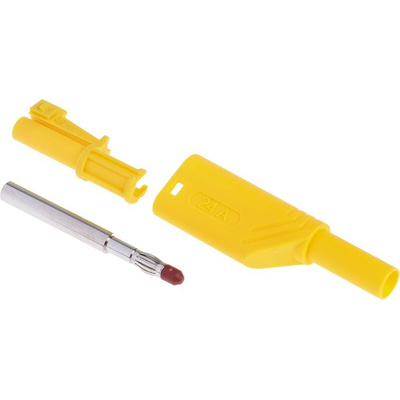 Hirschmann Test & Measurement Yellow Male Banana Plug, 4 mm Connector, Screw Termination, Nickel Plating
