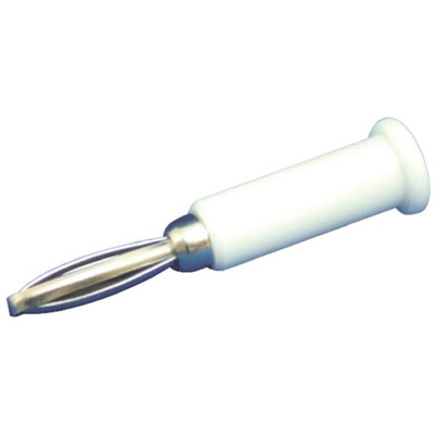 Sato Parts White Male Banana Plug, 4 mm Connector, Solder Termination, 3A, 30V