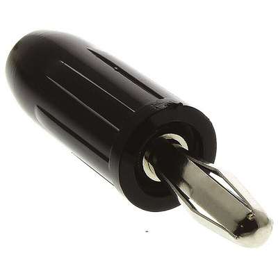 Mueller Electric Black Male Banana Plug, 4 mm Connector, 15A, Nickel Plating