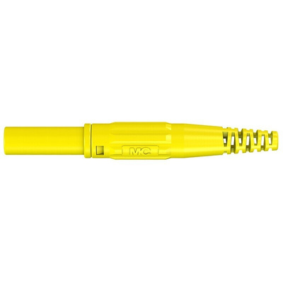 Staubli Yellow Male Banana Plug, 4 mm Connector, Screw Termination, 32A, 1000V, Nickel Plating