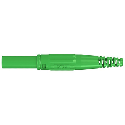 Staubli Green Male Banana Plug, 4 mm Connector, Screw Termination, 32A, 1000V, Nickel Plating