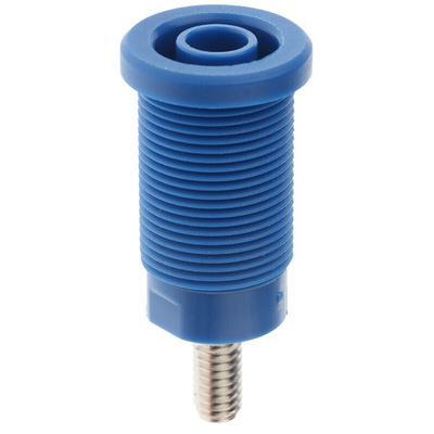 Schutzinger Blue Female Banana Socket, 4 mm Connector, Screw Termination, 32A, 1000V, Nickel Plating