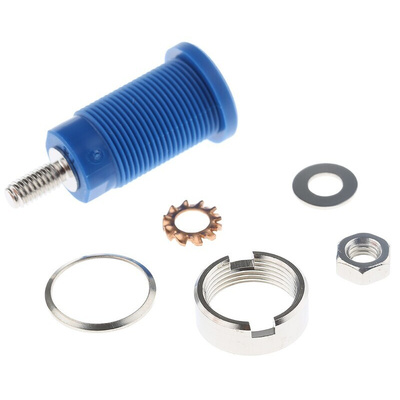 Schutzinger Blue Female Banana Socket, 4 mm Connector, Screw Termination, 32A, 1000V, Nickel Plating