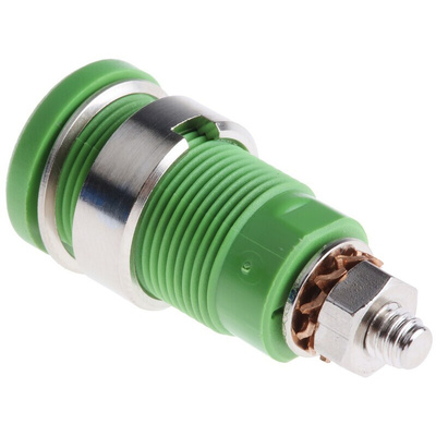 Schutzinger Green Female Banana Socket, 4 mm Connector, Screw Termination, 32A, 1000V, Nickel Plating