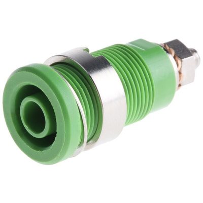 Schutzinger Green Female Banana Socket, 4 mm Connector, Screw Termination, 32A, 1000V, Nickel Plating