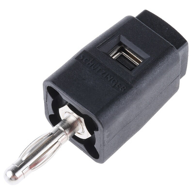 Schutzinger Black Male Banana Plug, 4 mm Connector, 16A, 30 V ac, 60V dc, Nickel Plating