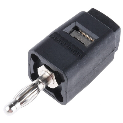 Schutzinger Black Male Banana Plug, 4 mm Connector, 16A, 30 V ac, 60V dc, Nickel Plating