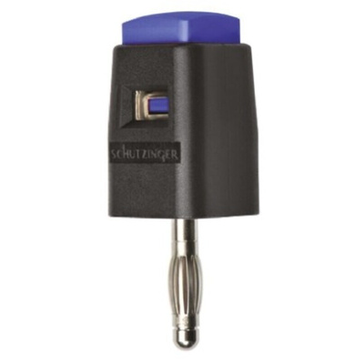 Schutzinger Blue Male Banana Plug, 4 mm Connector, 16A, 30 V ac, 60V dc, Nickel Plating