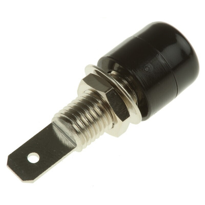 Schutzinger Black Female Banana Socket, 4 mm Connector, Tab Termination, 32A, Nickel Plating