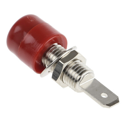 Schutzinger Red Female Banana Socket, 4 mm Connector, Tab Termination, 32A, Nickel Plating