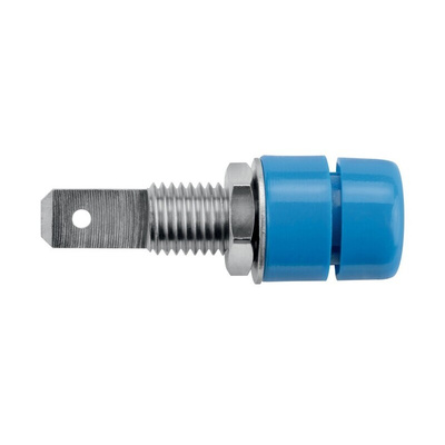 Schutzinger Blue Female Banana Socket, 4 mm Connector, 32A, Nickel Plating