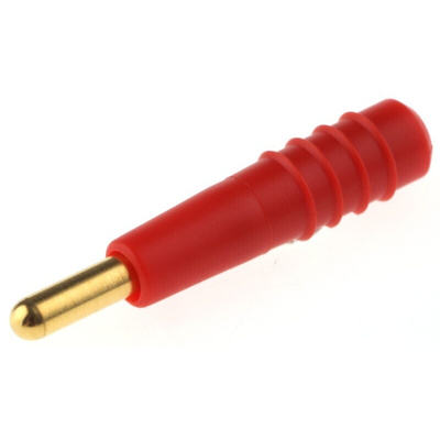 Staubli Red Male Test Plug, 2mm Connector, Solder Termination, 10A, 30 V, 60V dc, Gold Plating