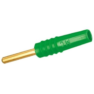 Staubli Green Male Test Plug, 2mm Connector, Solder Termination, 10A, 30 V, 60V dc, Gold Plating