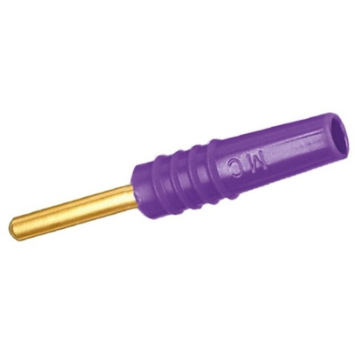 Staubli Violet Male Test Plug, 2mm Connector, Solder Termination, 10A, 30 V, 60V dc, Gold Plating