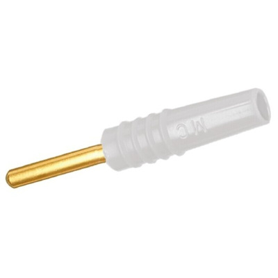 Staubli White Male Test Plug, 2mm Connector, Solder Termination, 10A, 30 V, 60V dc, Gold Plating