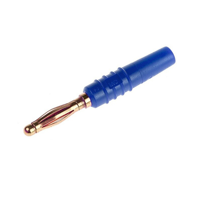 Staubli Blue Male Banana Plug, 2mm Connector, Solder Termination, 10A, 30 V, 60V dc, Gold Plating