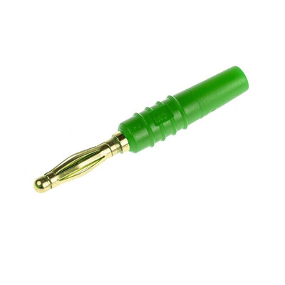 Staubli Green Male Banana Plug, 2mm Connector, Solder Termination, 10A, 30 V, 60V dc, Gold Plating