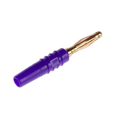 Staubli Violet Male Banana Plug, 2mm Connector, Solder Termination, 10A, 30 V, 60V dc, Gold Plating