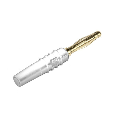 Staubli White Male Banana Plug, 2mm Connector, Solder Termination, 10A, 30 V, 60V dc, Gold Plating