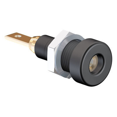 Staubli Black Female Banana Socket, 2mm Connector, Tab Termination, 10A, 30 V, 60V dc