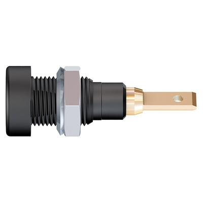Staubli Black Female Banana Socket, 2mm Connector, Tab Termination, 10A, 30 V, 60V dc