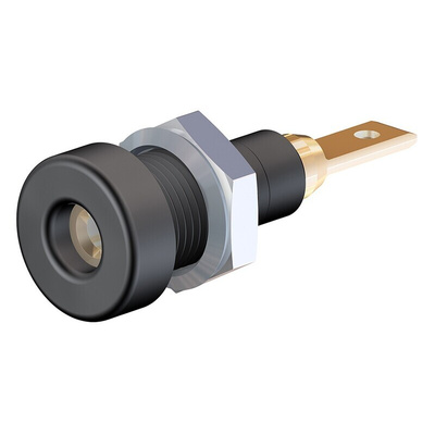 Staubli Black Female Banana Socket, 2mm Connector, Tab Termination, 10A, 30 V, 60V dc