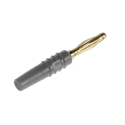 Staubli Grey Male Banana Plug, 2mm Connector, Solder Termination, 10A, 30 V, 60V dc, Gold Plating
