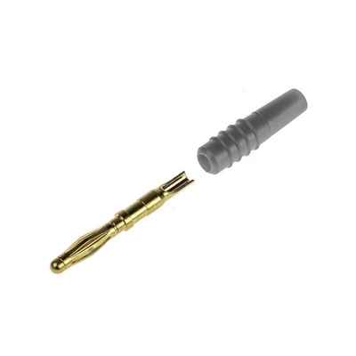 Staubli Grey Male Banana Plug, 2mm Connector, Solder Termination, 10A, 30 V, 60V dc, Gold Plating