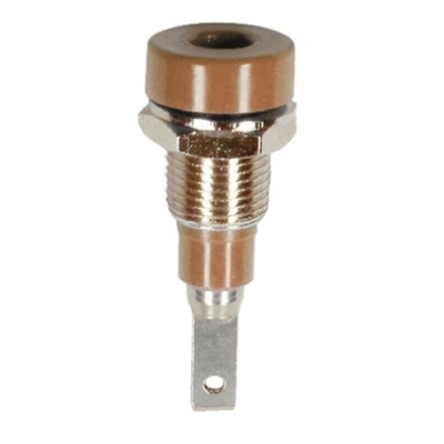 Staubli Brown Female Banana Socket, 2mm Connector, Tab Termination, 10A, 30 V, 60V dc, Silver Plating