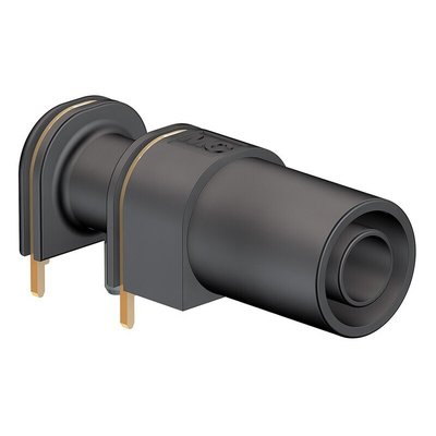 Staubli Black Female Banana Socket, 4 mm Connector, Solder Termination, 24A, 1000V, Gold Plating