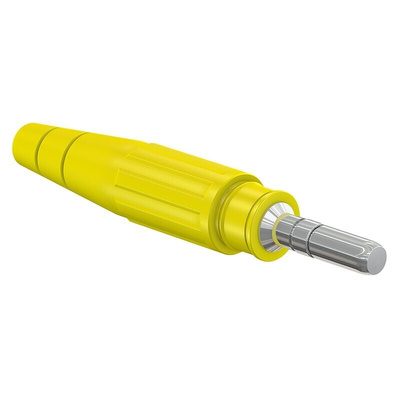Staubli Yellow Male Test Plug, 6 mm Connector, Crimp Termination, 80A, 600V, Silver Plating