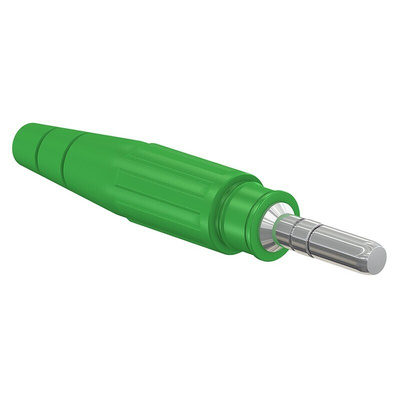 Staubli Green Male Test Plug, 6 mm Connector, Crimp Termination, 80A, 600V, Silver Plating