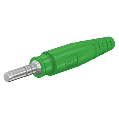 Staubli Green Male Test Plug, 6 mm Connector, Crimp Termination, 80A, 600V, Silver Plating