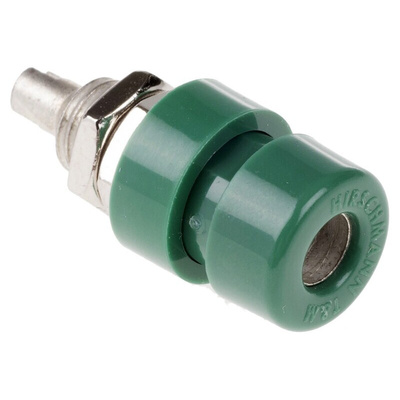 Hirschmann Test & Measurement Green Female Banana Socket, 4 mm Connector, Solder Termination, 32A, 30 V ac, 60V dc, Tin