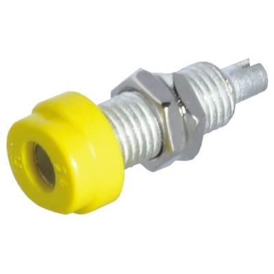 Hirschmann Test & Measurement Yellow Female Banana Socket, 4 mm Connector, Solder Termination, 16A, 30 V ac, 60V dc,