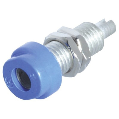 Hirschmann Test & Measurement Blue Female Banana Socket, 4 mm Connector, Solder Termination, 16A, 30 V ac, 60V dc, Tin