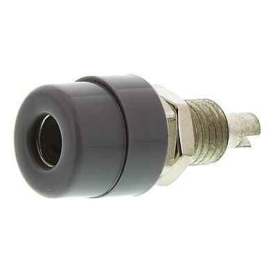 Hirschmann Test & Measurement Grey Female Banana Socket, 4 mm Connector, Solder Termination, 32A, 30 V ac, 60V dc, Tin