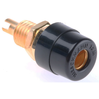 Hirschmann Test & Measurement Black Female Banana Socket, 4 mm Connector, Solder Termination, 32A, 30 V ac, 60V dc,