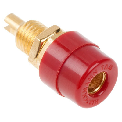 Hirschmann Test & Measurement Red Female Banana Socket, 4 mm Connector, Solder Termination, 32A, 30 V ac, 60V dc, Gold