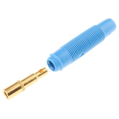 Hirschmann Test & Measurement Blue Female Banana Socket, 4 mm Connector, Solder Termination, 16A, 30 V ac, 60V dc, Gold