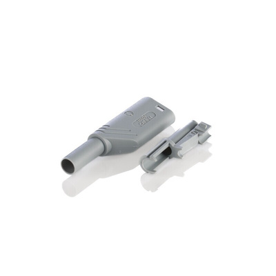 Hirschmann Test & Measurement Grey Male Banana Plug, 4 mm Connector, Screw Termination, 24A, 1000V ac/dc, Nickel Plating