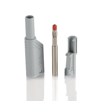 Hirschmann Test & Measurement Grey Male Banana Plug, 4 mm Connector, Screw Termination, 24A, 1000V ac/dc, Nickel Plating