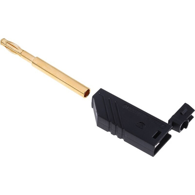 Hirschmann Test & Measurement Black Male Banana Plug, 4 mm Connector, Screw Termination, 24A, 30 V ac, 60V dc, Gold