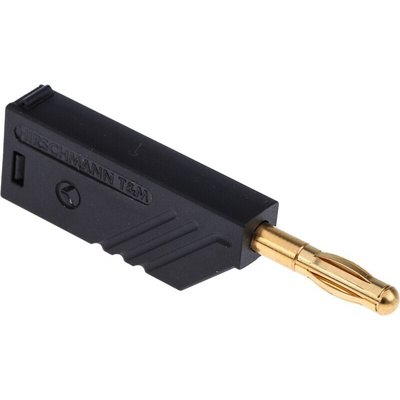 Hirschmann Test & Measurement Black Male Banana Plug, 4 mm Connector, Screw Termination, 24A, 30 V ac, 60V dc, Gold