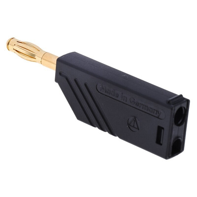 Hirschmann Test & Measurement Black Male Banana Plug, 4 mm Connector, Screw Termination, 24A, 30 V ac, 60V dc, Gold